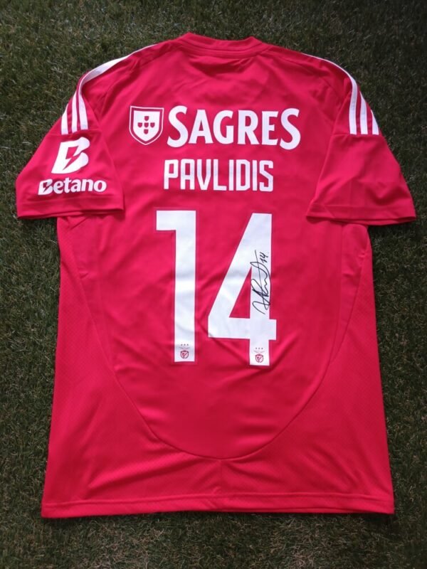 MATCH ISSUED SHIRT AND SIGNED VAGGELIS PAVLIDIS BENFICA F.C SEASON 2024/25 - Image 3