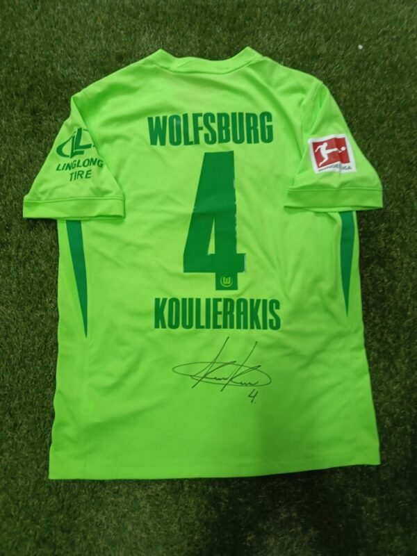 MATCH WORN SHIRT AND SIGNED KONSTANTINOS KOULIERAKIS  WOLFSBURG F.C SEASON 2024/25  BUNDESLIGA - Image 2