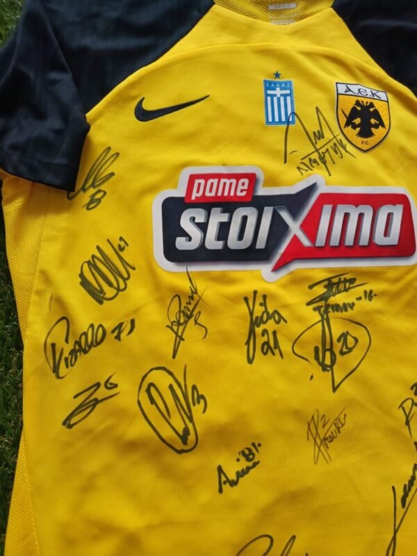 OFFICIAL AEK F.C SHIRT SEASON 2024/25 SIGNED BY ALL THE PLAYERS - Image 5